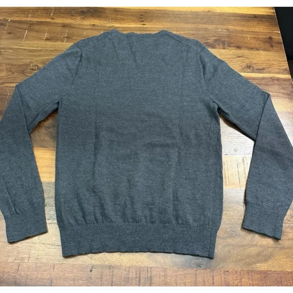 Bonobos Slim Fit V-Neck Pullover Sweater Mens M Gray Solid Knit Long Sleeve